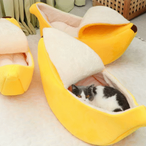 Panier pour chat forme banane confortable et chaud