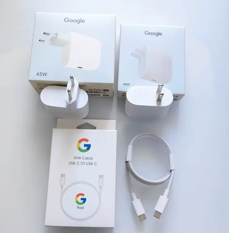 Chargeur rapide USB-C 45W EU/US pour Google Pixel 10 9 Pro XL 8 7 6 Pro 7A 8A PD
