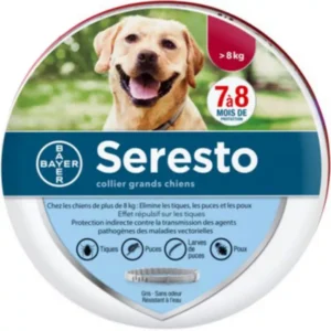 Collier Seresto Anti-Puces et Anti-Tiques pour Chien +8Kg – Protection longue durée